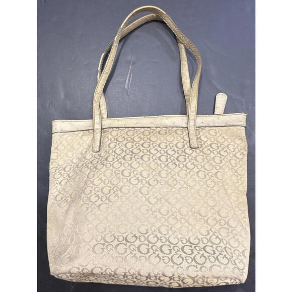 Vintage Guess Purse Y2K Monogram Logo Beige Tan Hand Bag - Picture 4 of 15